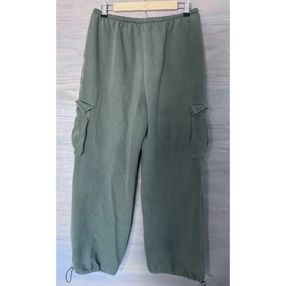 Open Edit Wide Leg Oversized Cargo Sweat Pants Green Size Medium - Picture 2 of 4